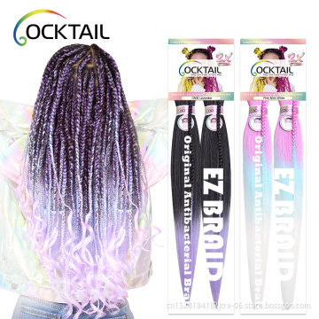 Free Sample Kanekalon fiber EZ braid OEM & ODM pre stretched braiding hair wholesale synthetic layered end crochet hair vendors